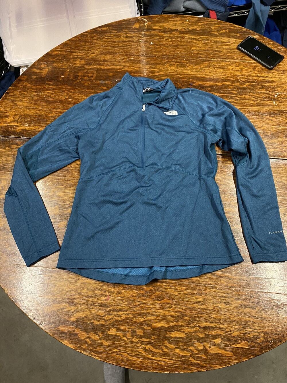 The North Face Jacket Womens Large Blue Fleece Pullover 1/4 Zip Collared Light